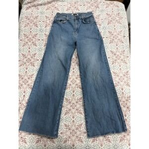 Swank A Posh Wide Leg Jeans Medium Wash Raw Hem High Rise Size 13